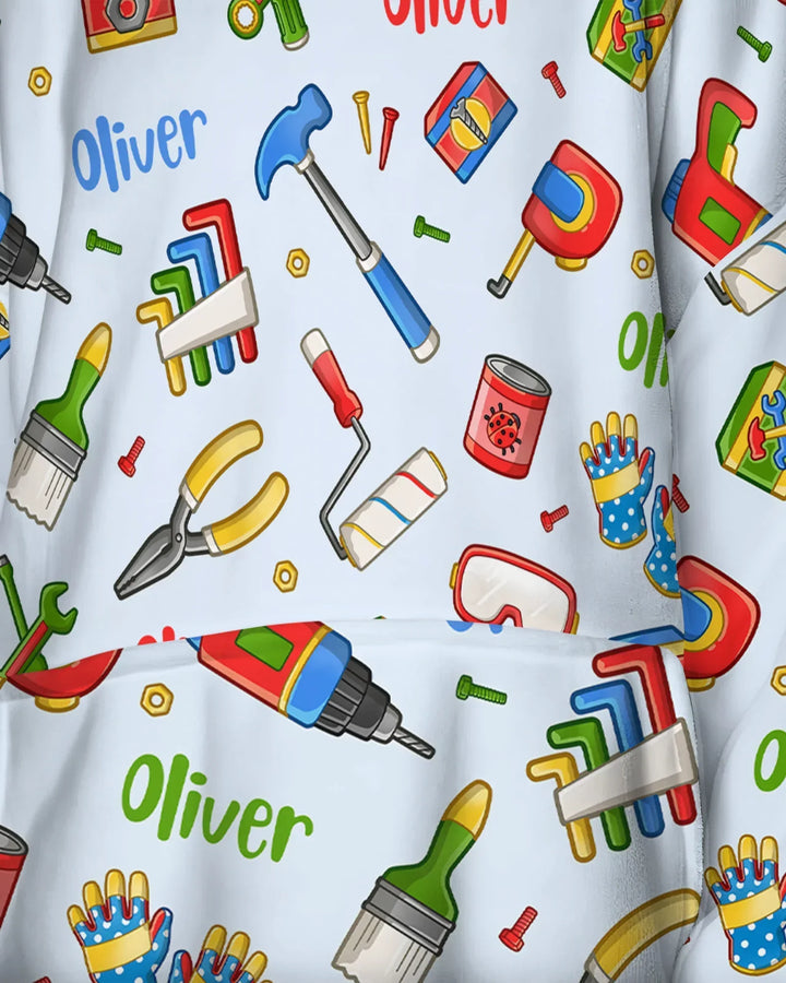 Custom Name Dad & Me Fixer Crew Bamboo Blanket Hoodie