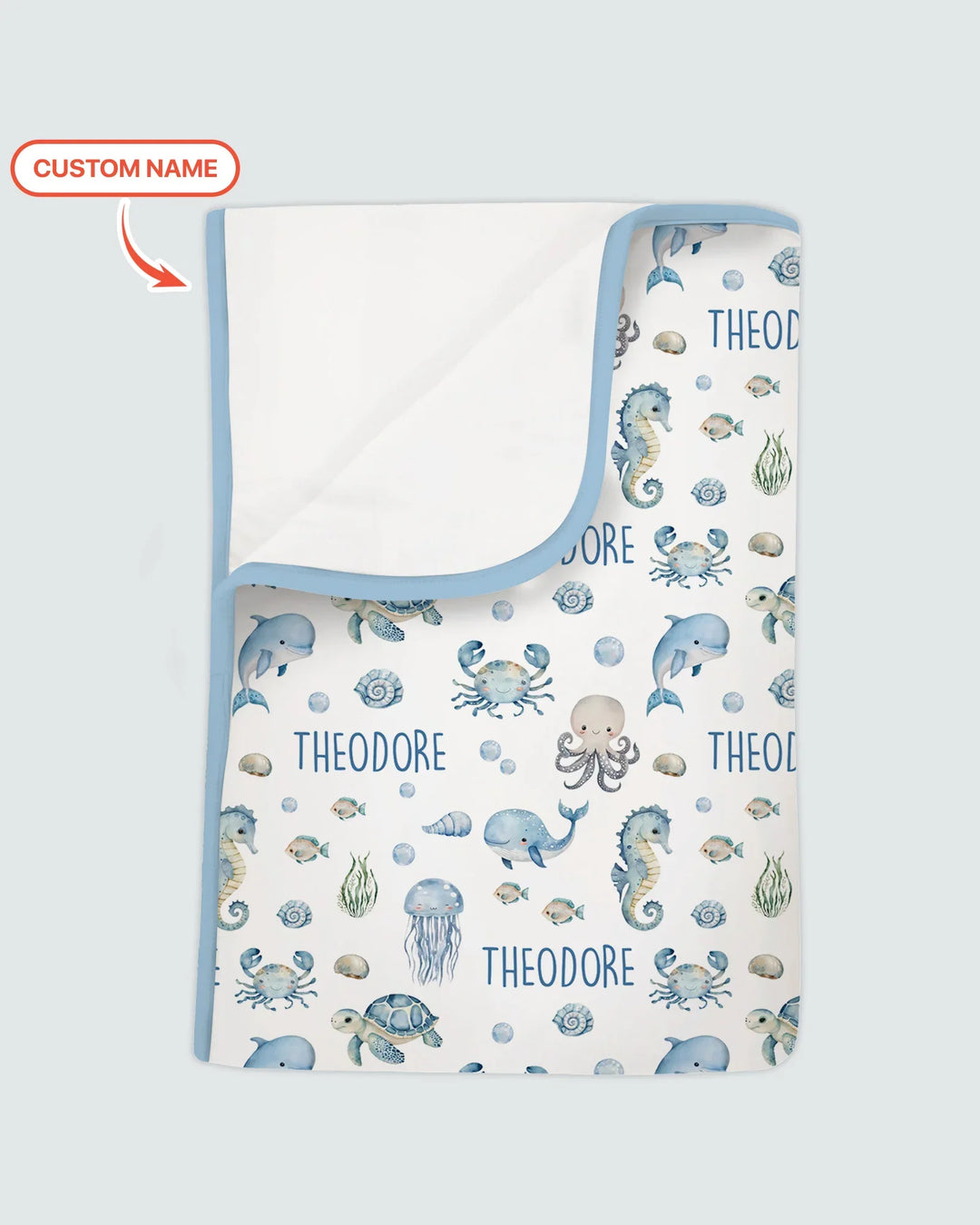 Custom Name Ocean Friends  Bamboo Blanket