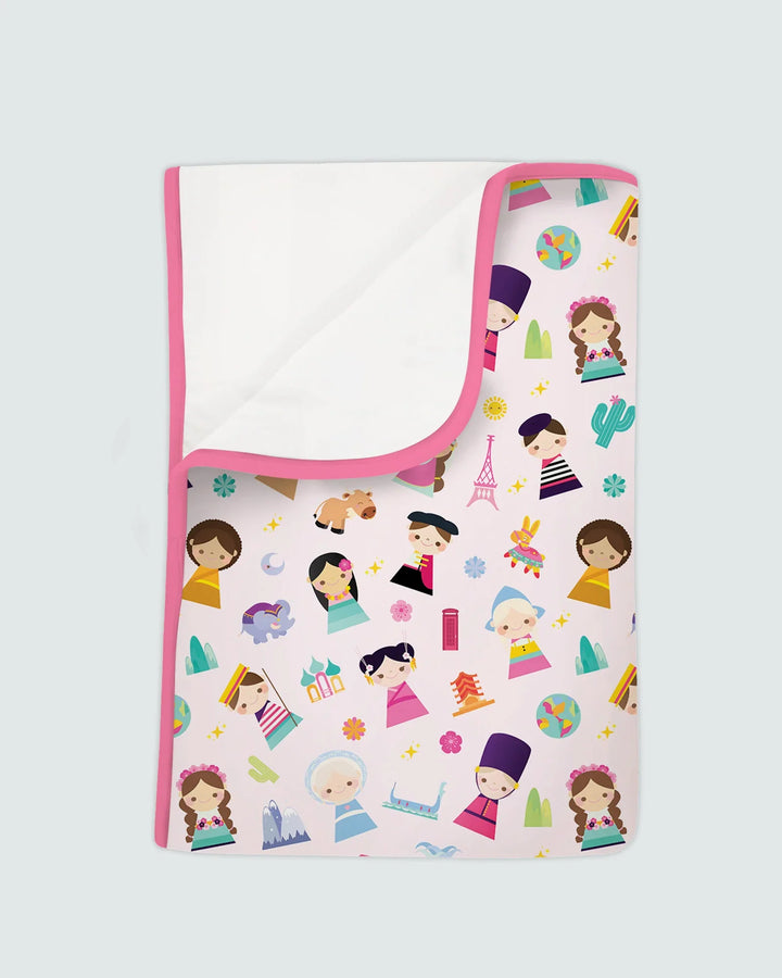 Tiny Friends Around the World Bamboo Blanket