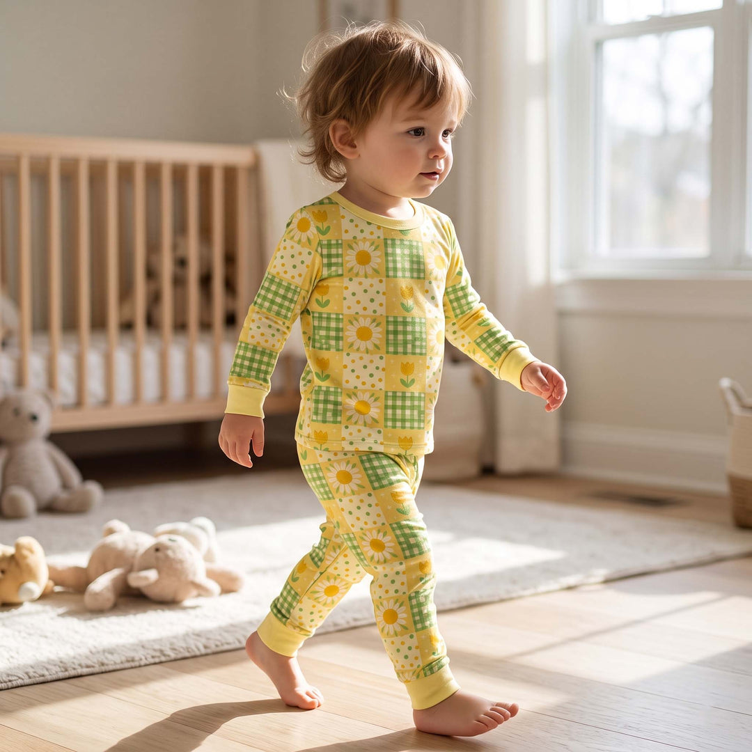 Blooming Flower Garden Bamboo Two Piece Long Sleeve Pajama Set