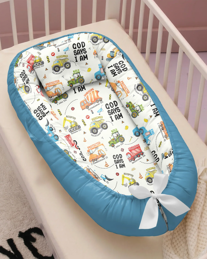 God Says I Am Boy Bamboo Baby Nest Bed
