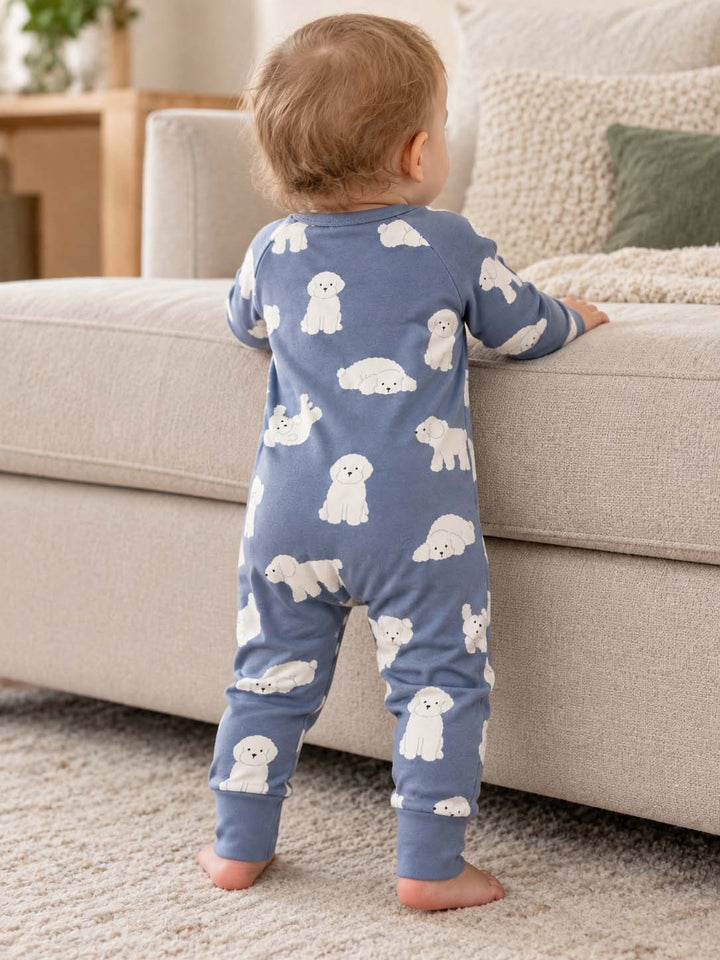 Blue Cozy White Poodle Bamboo Convertible Zippy