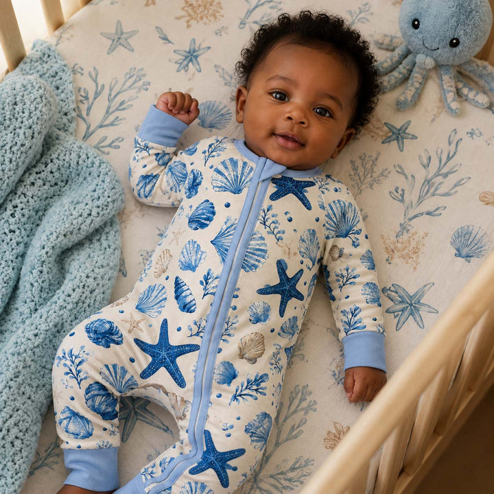 Blue Seashell Garden Bamboo Convertible Zippy