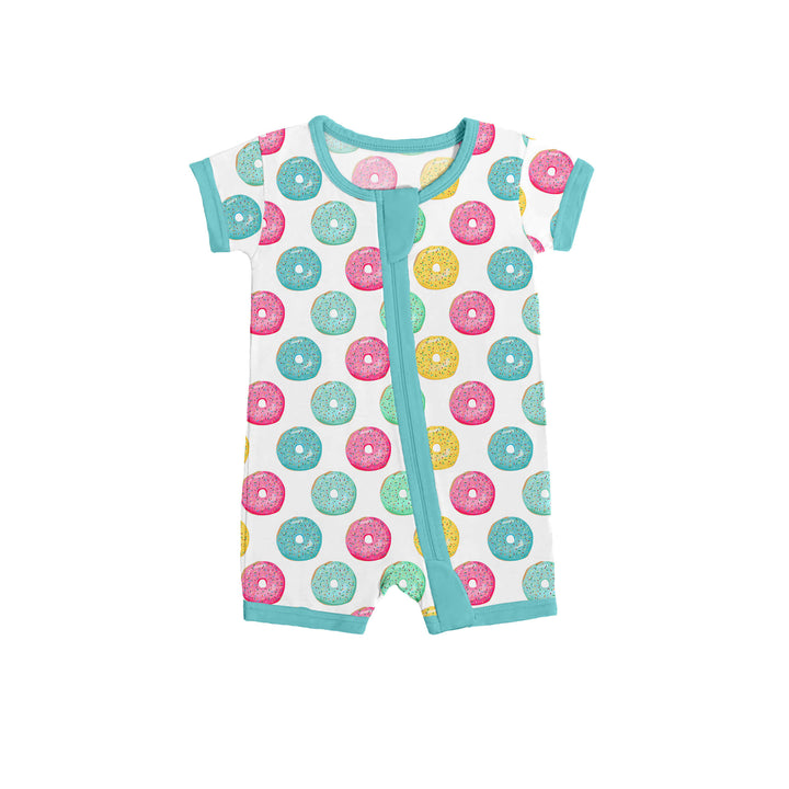 Blue Sprinkled Donuts Shorty Zippered Romper