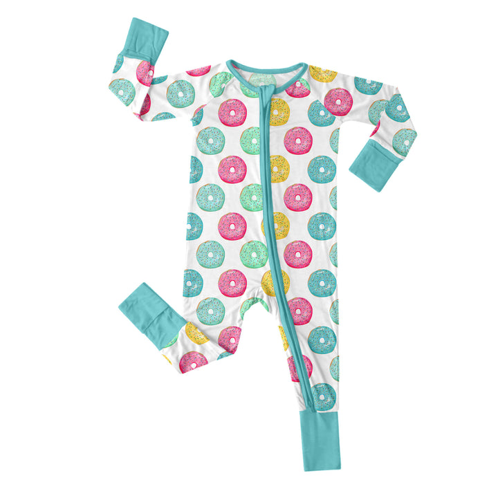 Blue Sprinkled Donuts Convertible Zippered Romper