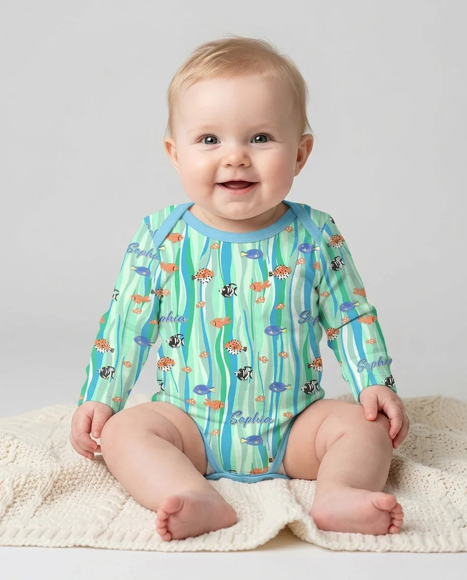 Custom Name Summer Beach Bamboo Bodysuit