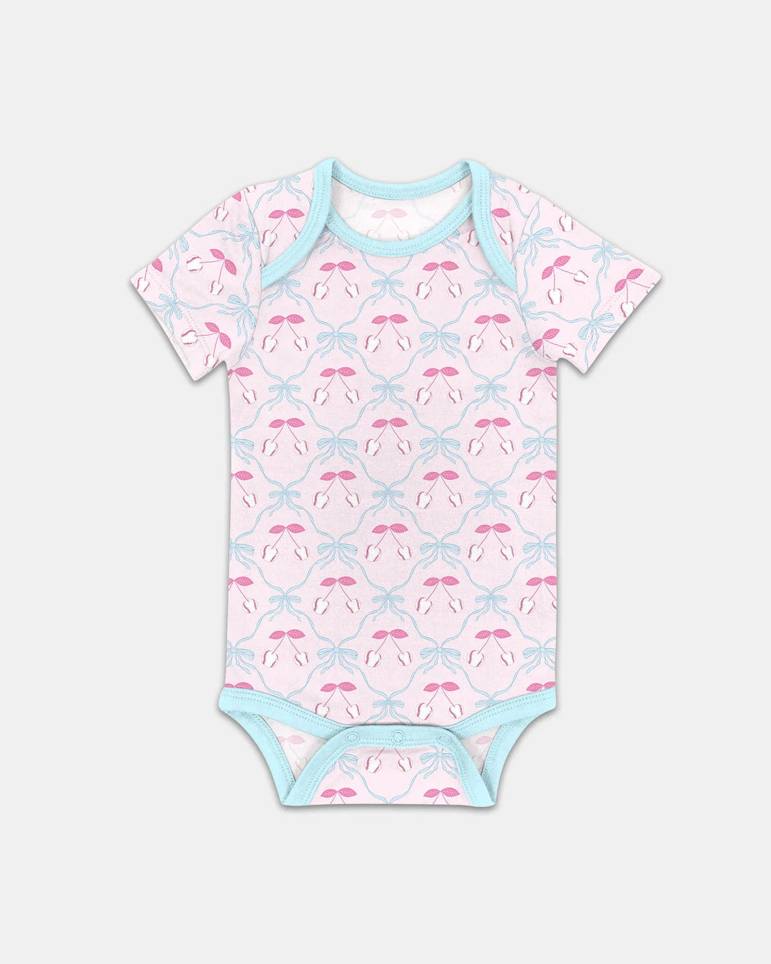 Cherry Baseball Softball Mom and Girl Matching Bamboo Bodysuit