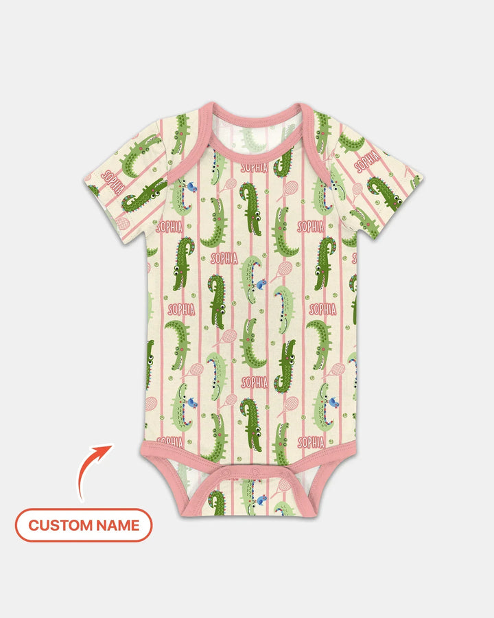 Custom Name Tennis Crocodiles Bamboo Bodysuit