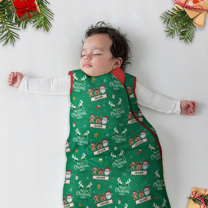 Benutzerdefinierter Name "My Deer First's Christmas" für Jungen - Schlafsack