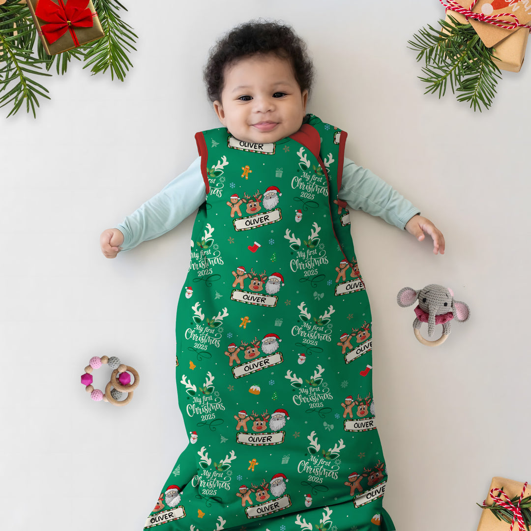 Benutzerdefinierter Name "My Deer First's Christmas" für Jungen - Schlafsack