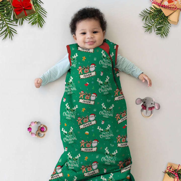 Benutzerdefinierter Name "My Deer First's Christmas" für Jungen - Schlafsack