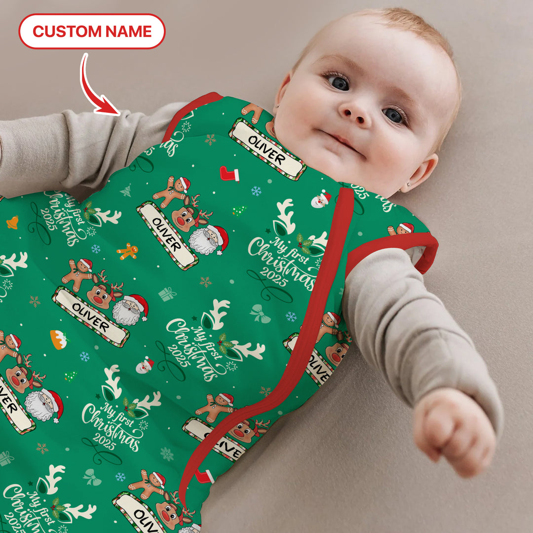 Benutzerdefinierter Name "My Deer First's Christmas" für Jungen - Schlafsack
