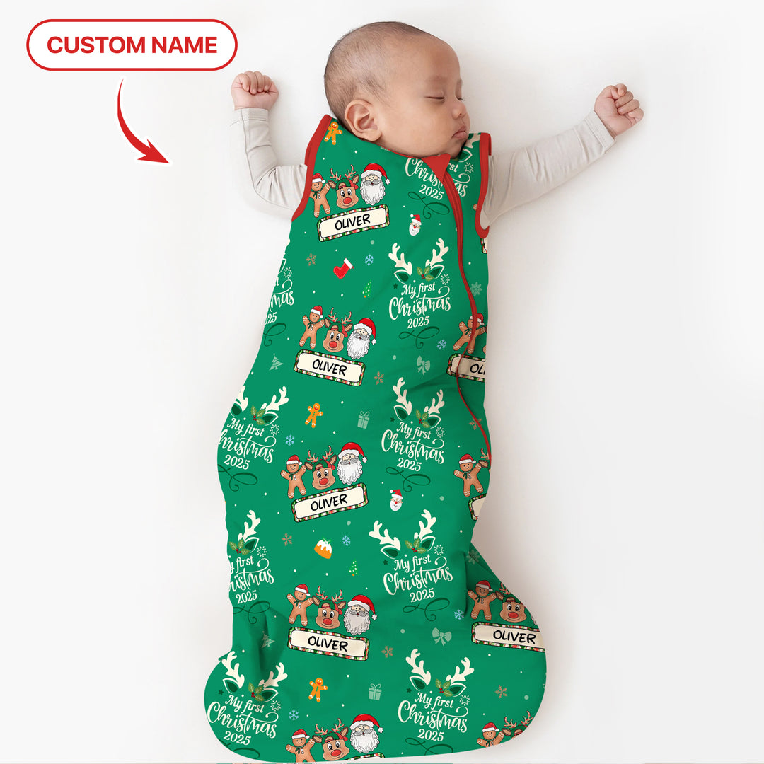 Benutzerdefinierter Name "My Deer First's Christmas" für Jungen - Schlafsack