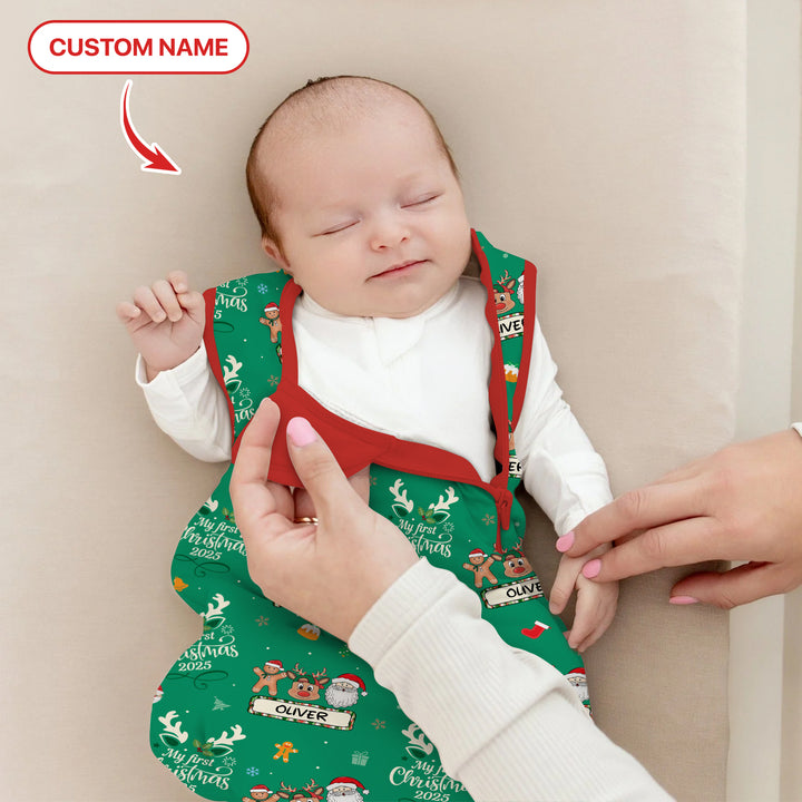 Benutzerdefinierter Name "My Deer First's Christmas" für Jungen - Schlafsack