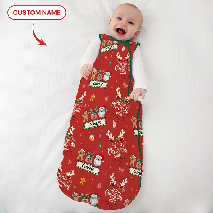 Benutzerdefinierter Name "My Deer First's Christmas" für Jungen - Schlafsack