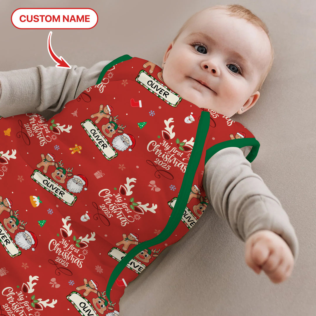 Benutzerdefinierter Name "My Deer First's Christmas" für Jungen - Schlafsack