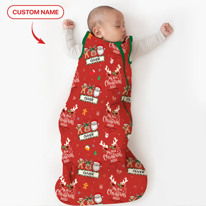 Benutzerdefinierter Name "My Deer First's Christmas" für Jungen - Schlafsack