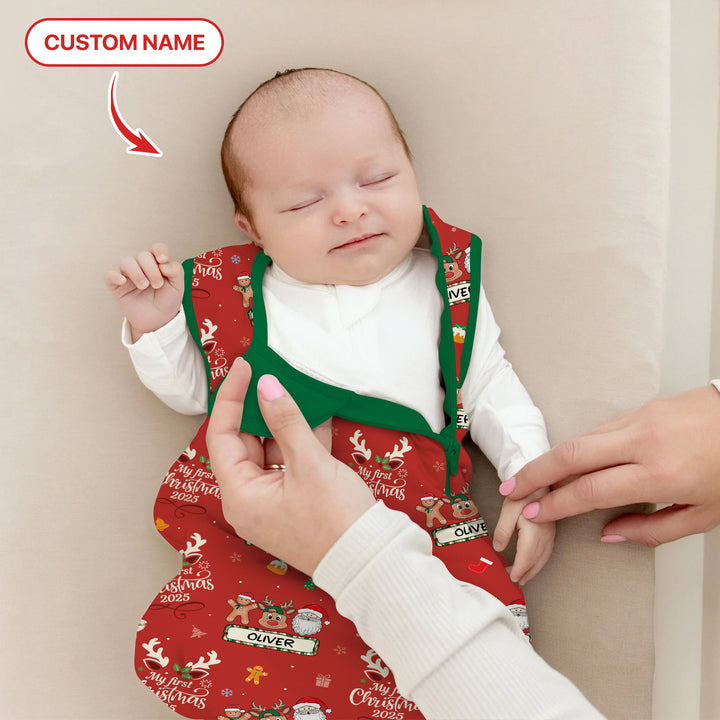 Benutzerdefinierter Name "My Deer First's Christmas" für Jungen - Schlafsack