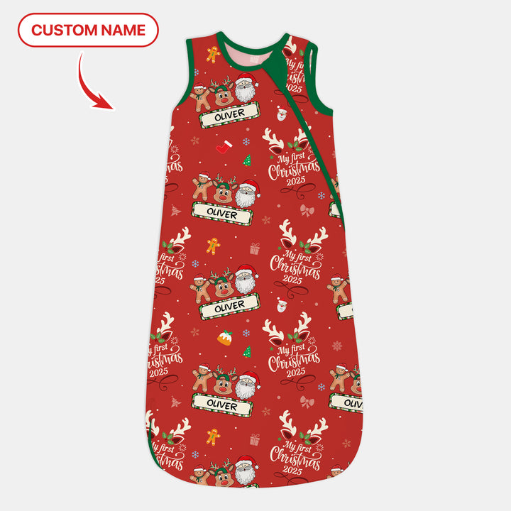 Benutzerdefinierter Name "My Deer First's Christmas" für Jungen - Schlafsack