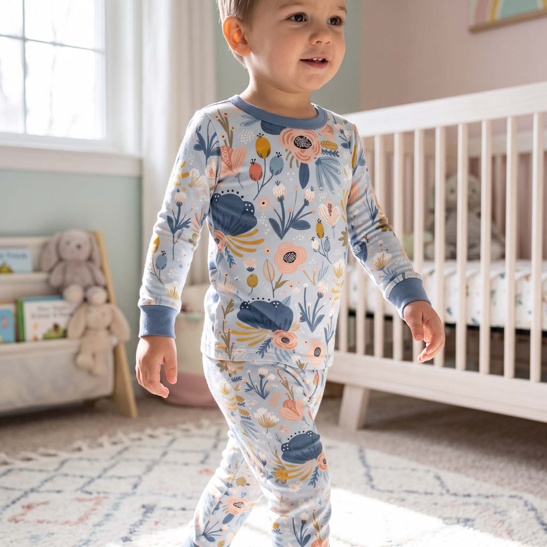 Bright Flower Dreams Bamboo Two Piece Long Sleeve Pajama Set
