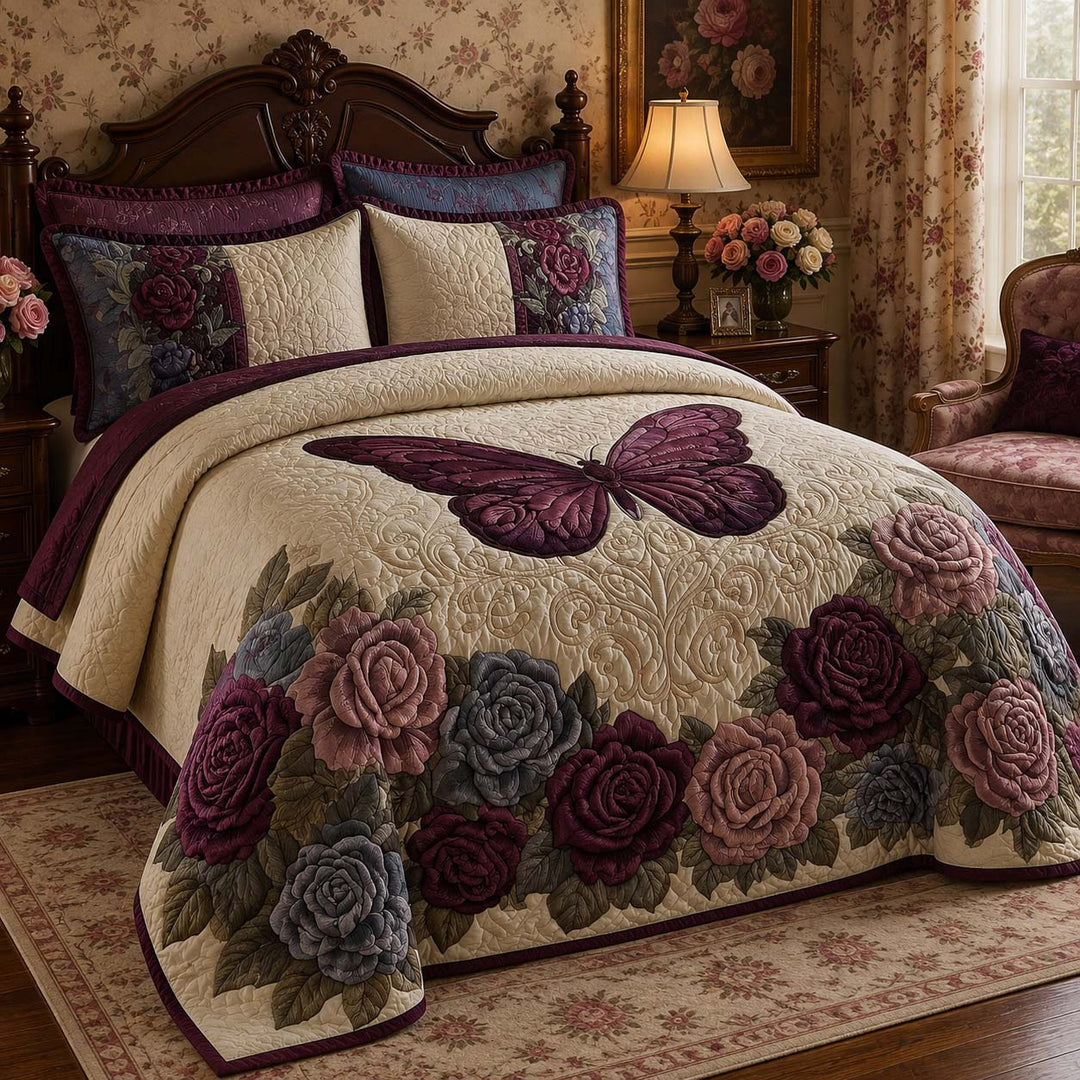 Butterfly Haven Bamboo Quilt Bedding Set