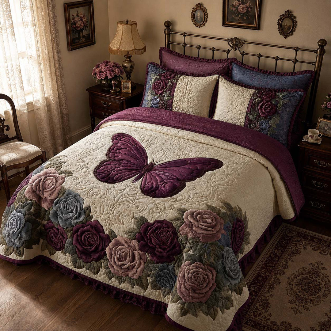 Butterfly Haven Bamboo Quilt Bedding Set