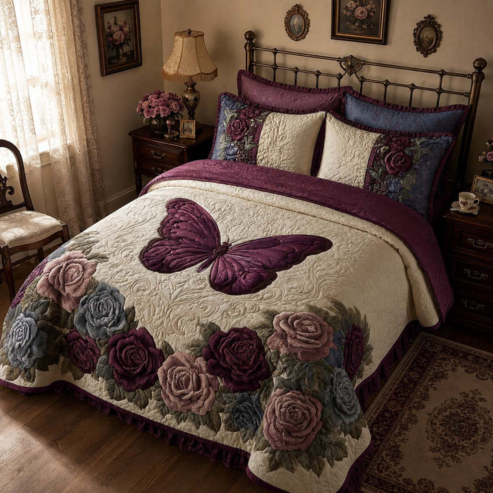Butterfly Haven Bamboo Quilt Bedding Set
