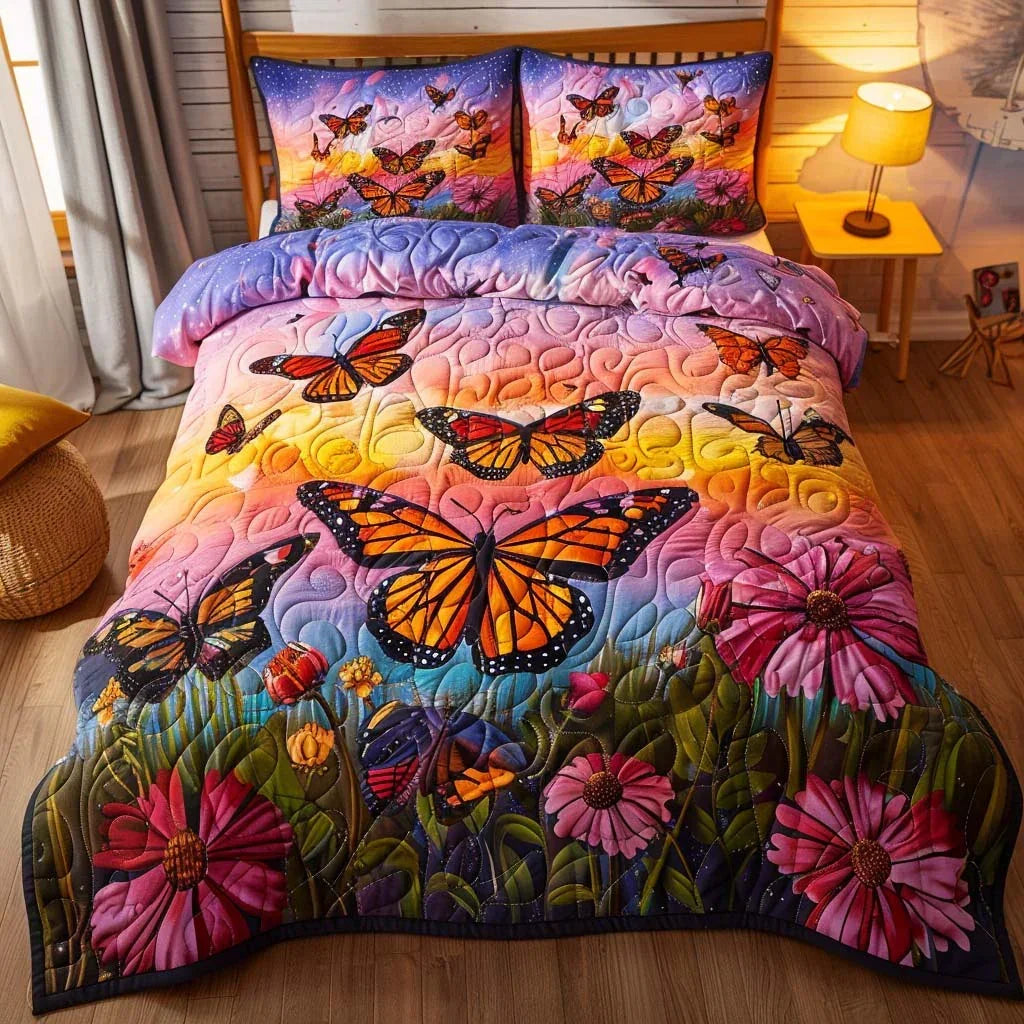 Butterfly Rustic Charm Bamboo Quilt Bedding Set
