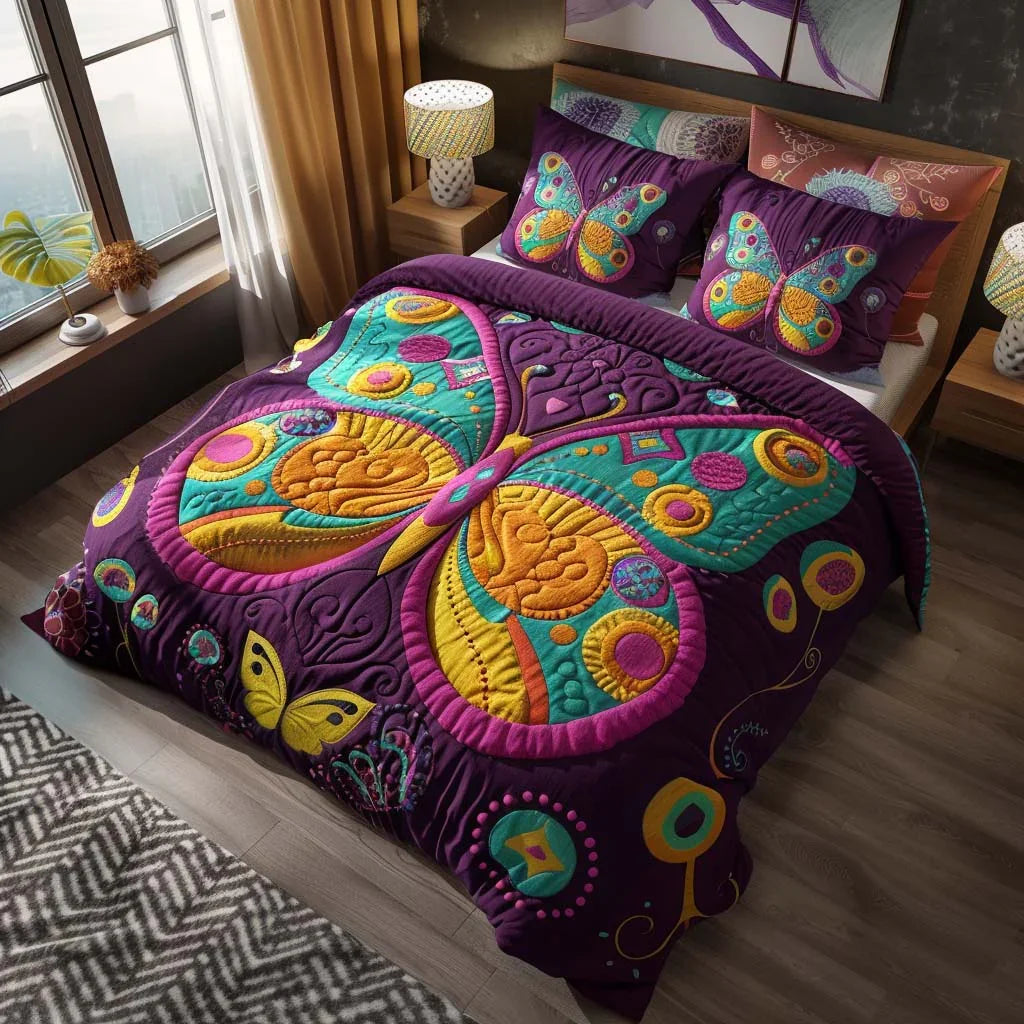 Butterfly Scenic Wonder Bamboo Quilt Bedding Set