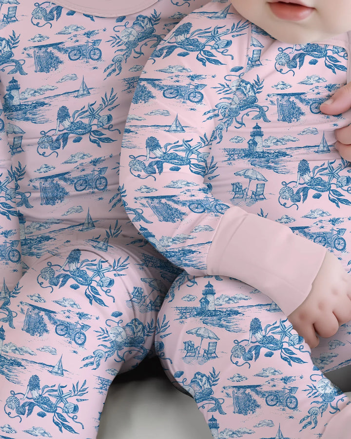 Mameluco con cremallera convertible de bambú Summer Toile