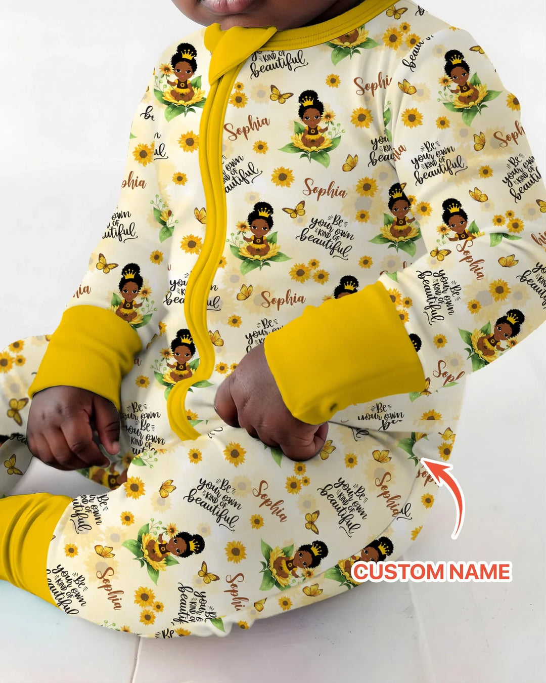 Custom Name Sunflower Queen Bamboo Convertible Zippy