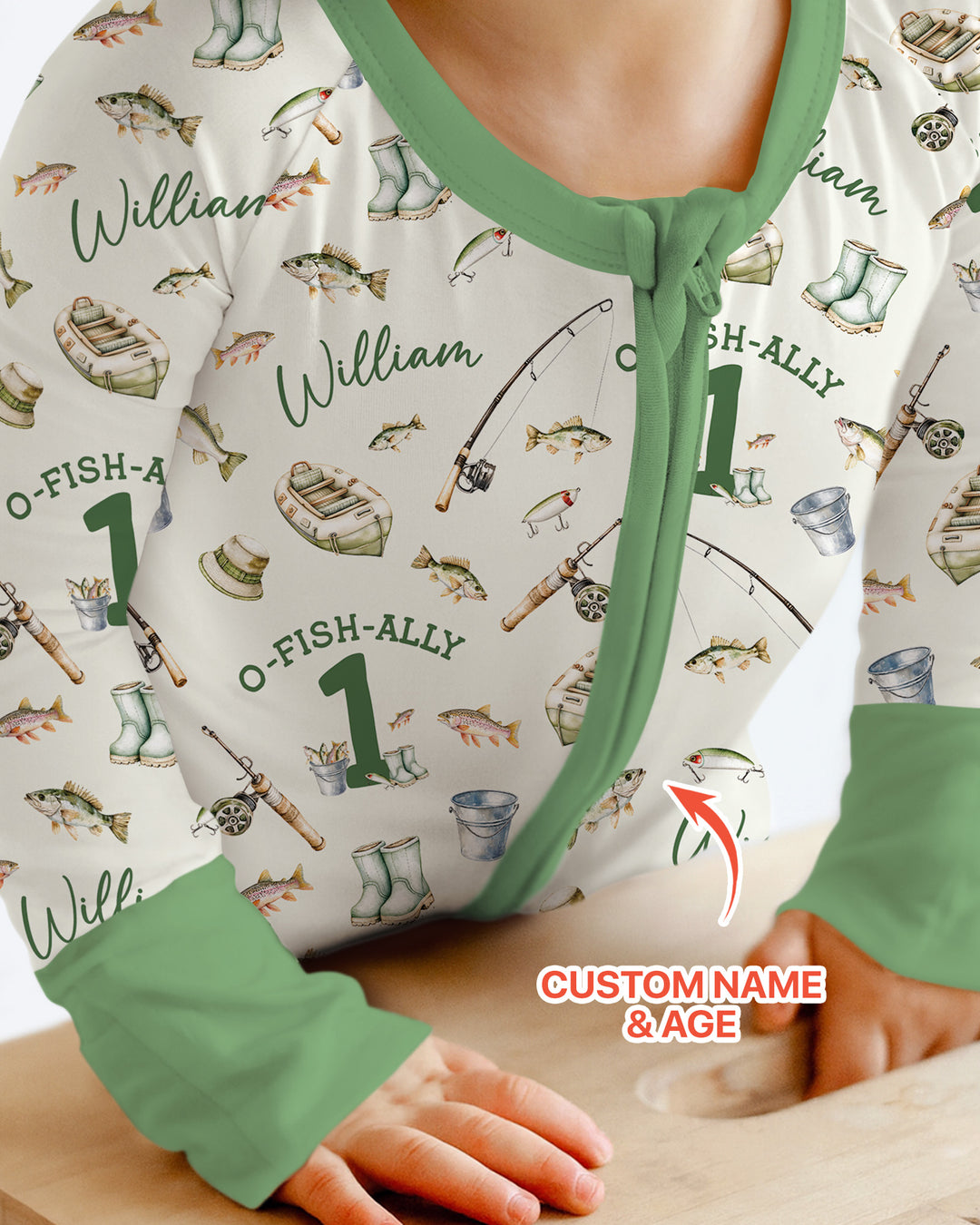 Personalized Fishing Birthday  Bamboo Convertible Zippy