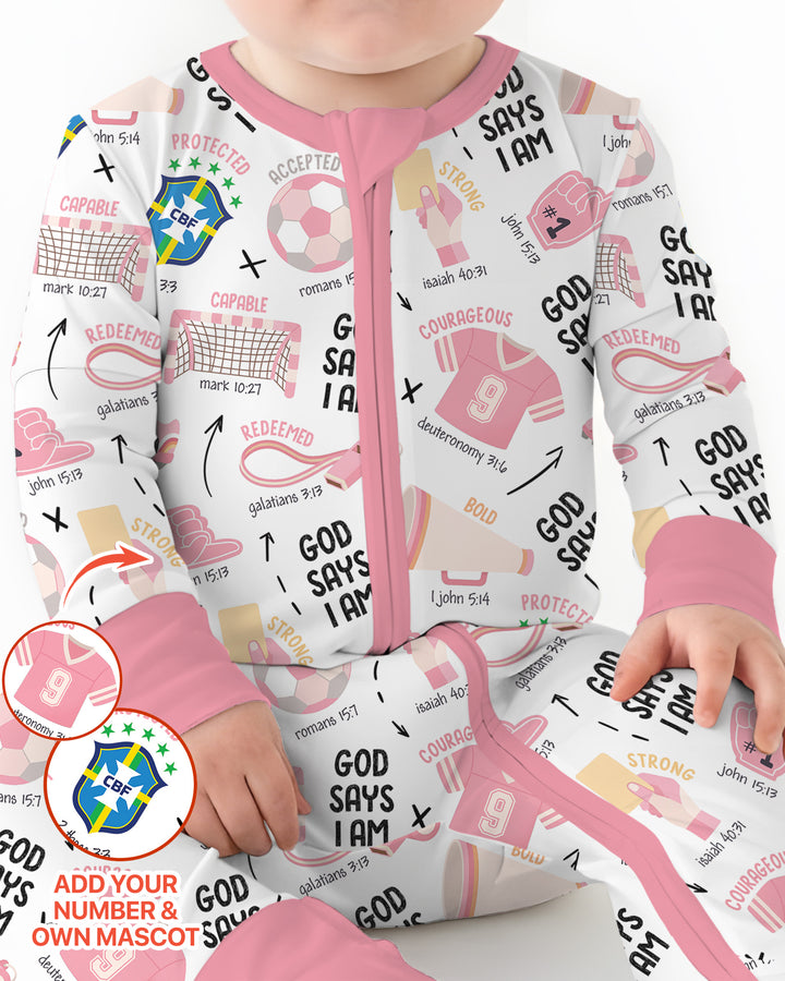Personalized God Says I Am SOCCER Bamboo Convertible Zippy