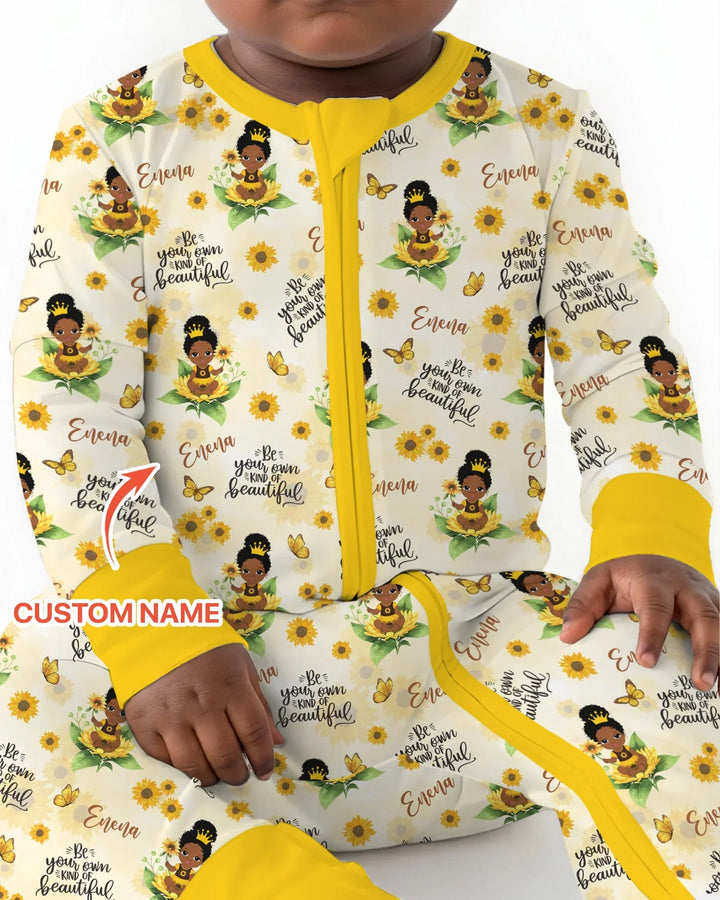 Custom Name Sunflower Queen Bamboo Convertible Zippy
