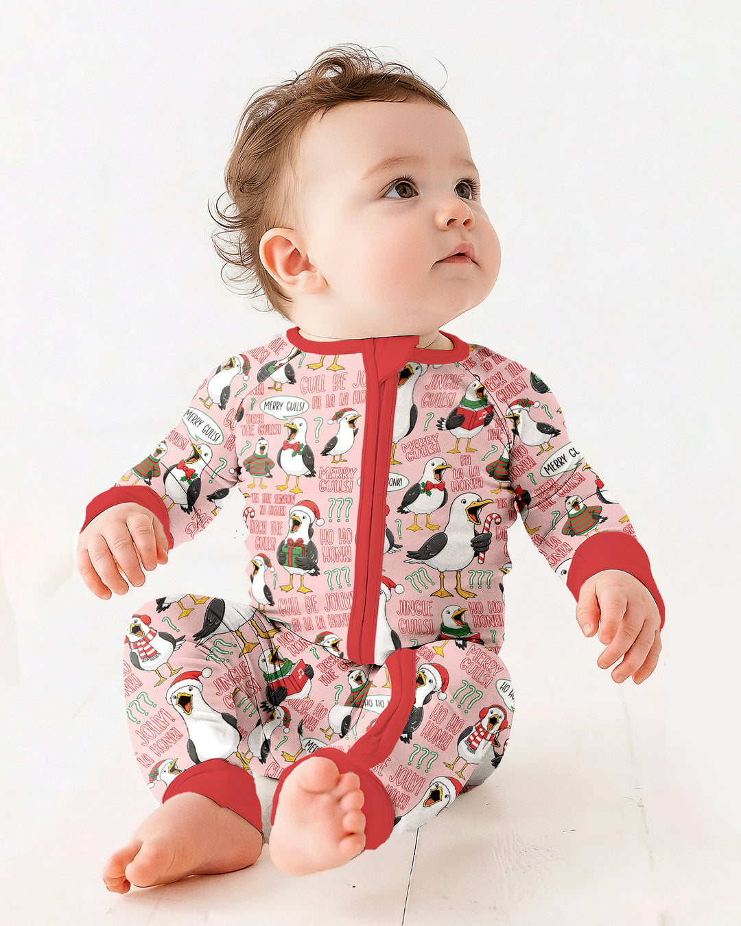 Funny Christmas Seagull Bamboo Convertible Zippy