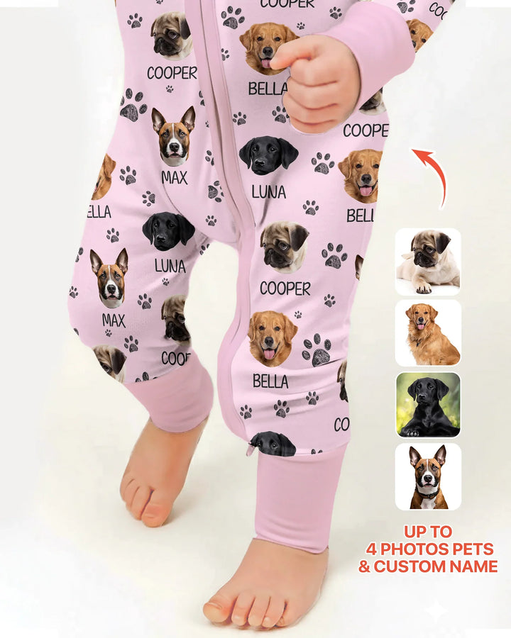 Custom Dog Photo With Paw Bamboo Convertible Zippy