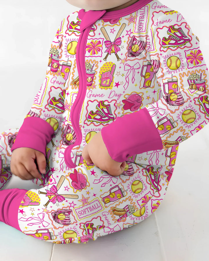 Pink Softball Game Day Bamboo Convertible Zippy