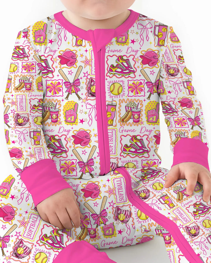 Pink Softball Game Day Bamboo Convertible Zippy