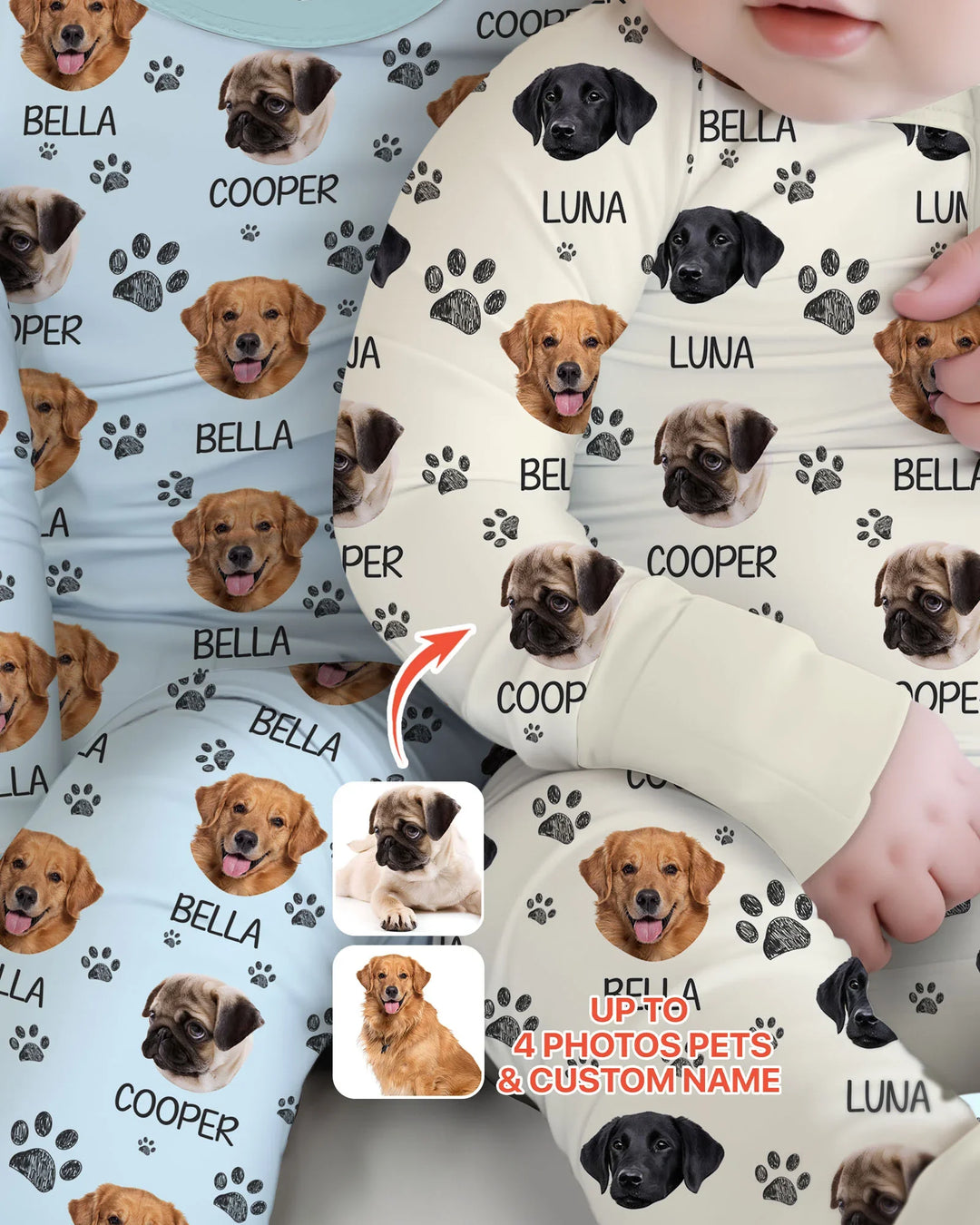 Custom Dog Photo With Paw Bamboo Convertible Zippy