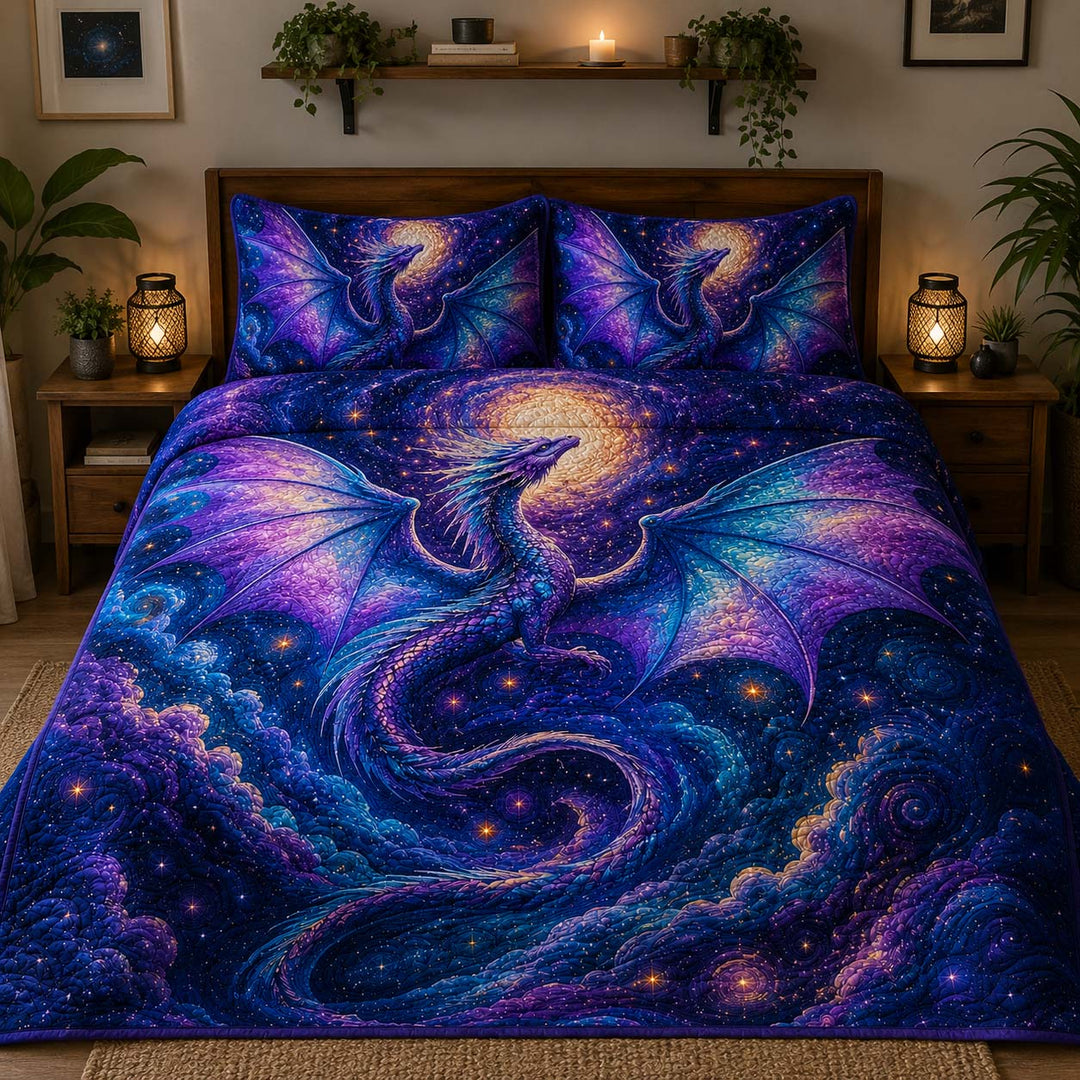 Celestial Moonlight Dragon Bamboo Quilt Bedding Set