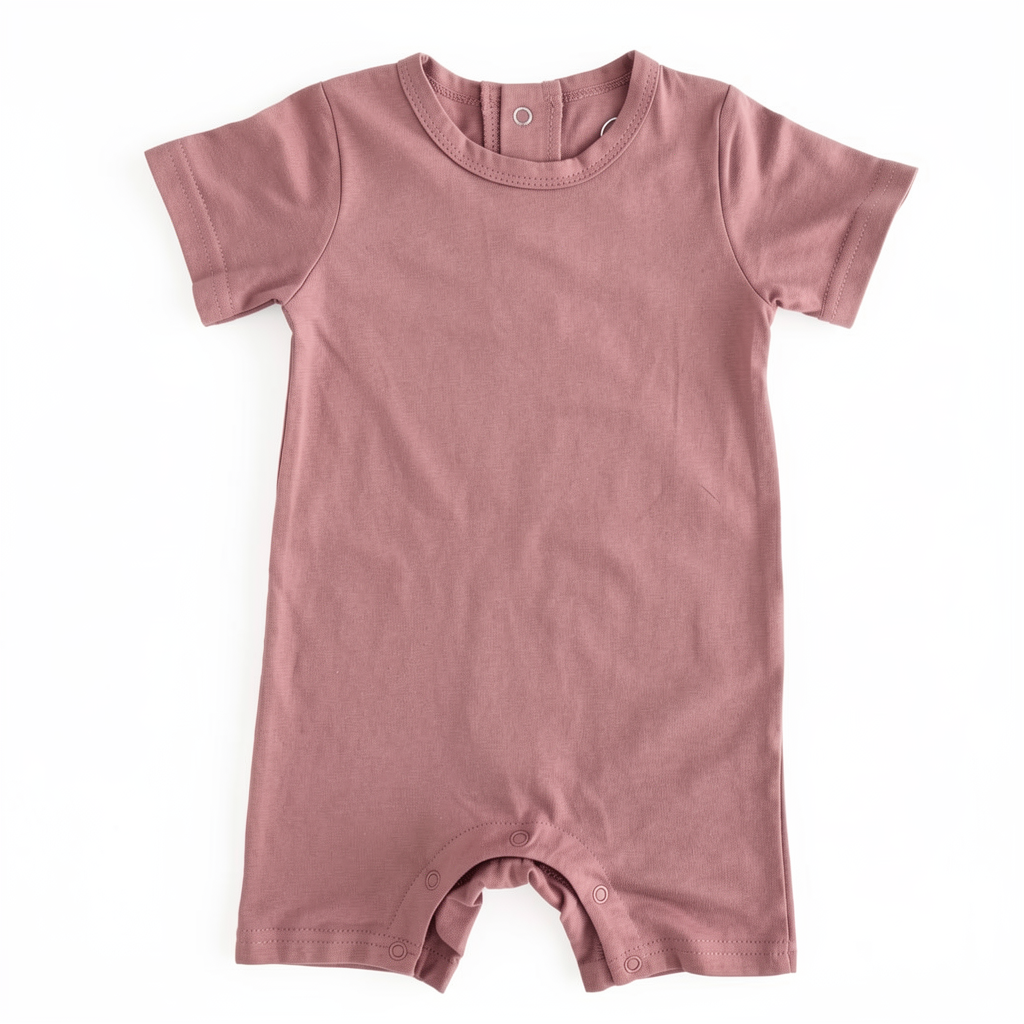 Solid Bamboo Short Sleeve Snap Romper