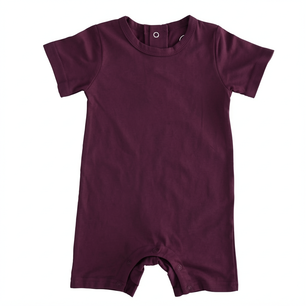 Solid Bamboo Short Sleeve Snap Romper