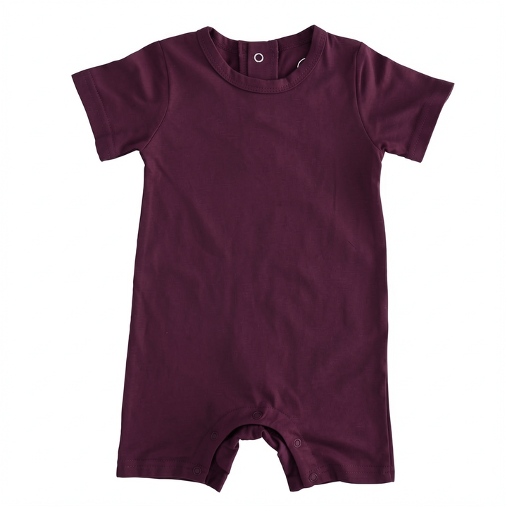 Solid Bamboo Short Sleeve Snap Romper