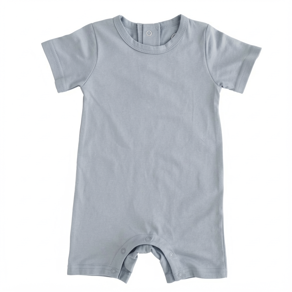 Solid Bamboo Short Sleeve Snap Romper