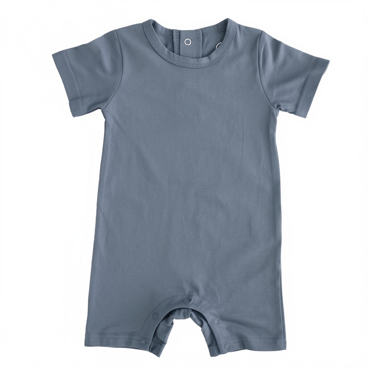 Solid Bamboo Short Sleeve Snap Romper