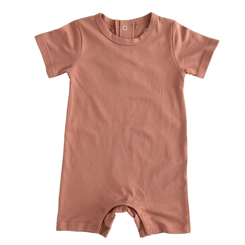Solid Bamboo Short Sleeve Snap Romper