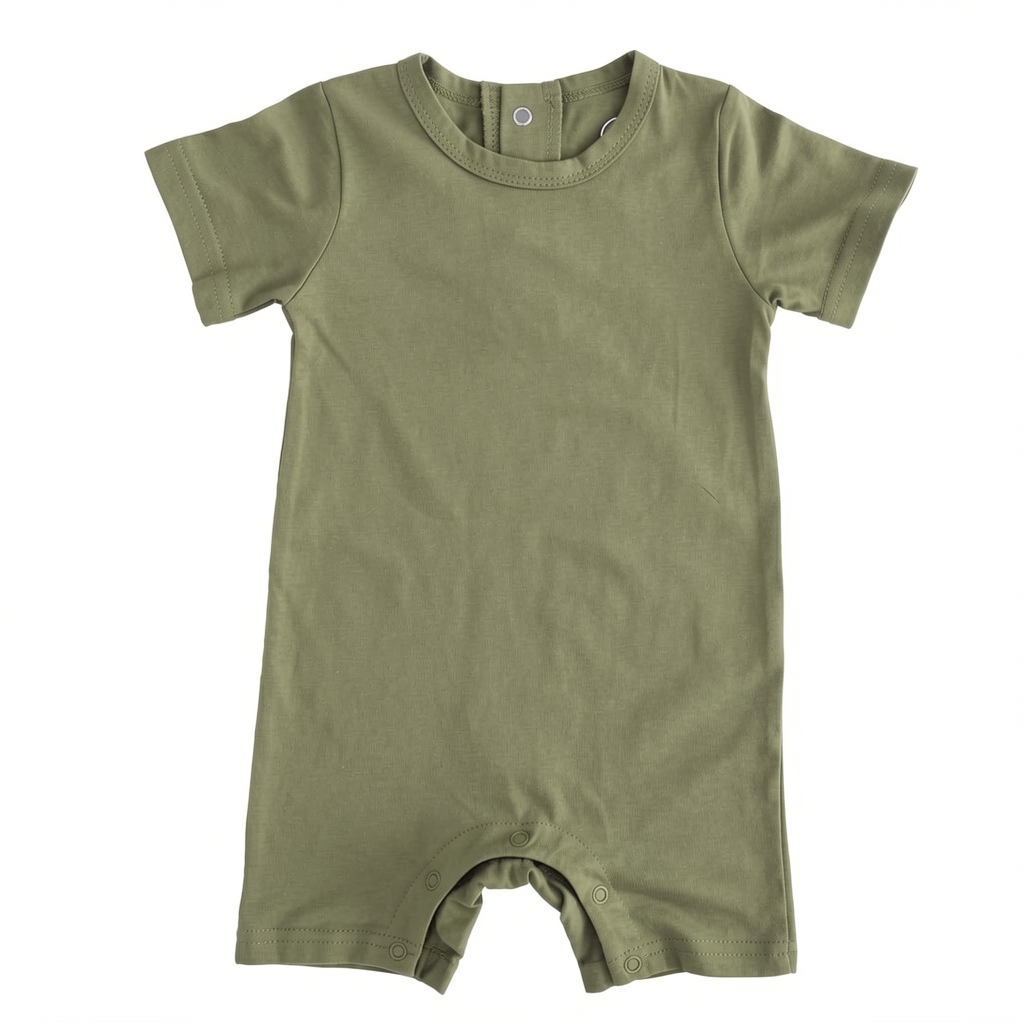 Solid Bamboo Short Sleeve Snap Romper