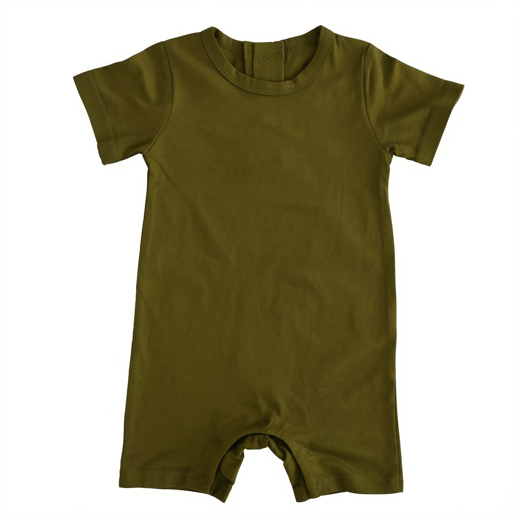 Solid Bamboo Short Sleeve Snap Romper