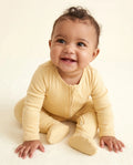 Solid Color Bamboo Zippered Footie Romper