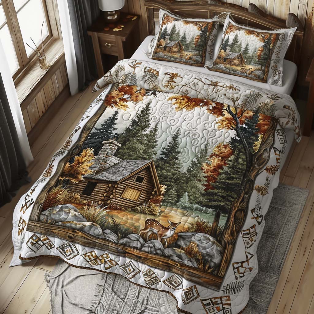 Charming Log Cabin Bamboo Quilt Bedding Set